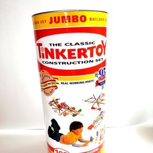 Hasbro Classic Tinkertoys Jumbo Wood Construction Set in Canister 101/102 pieces